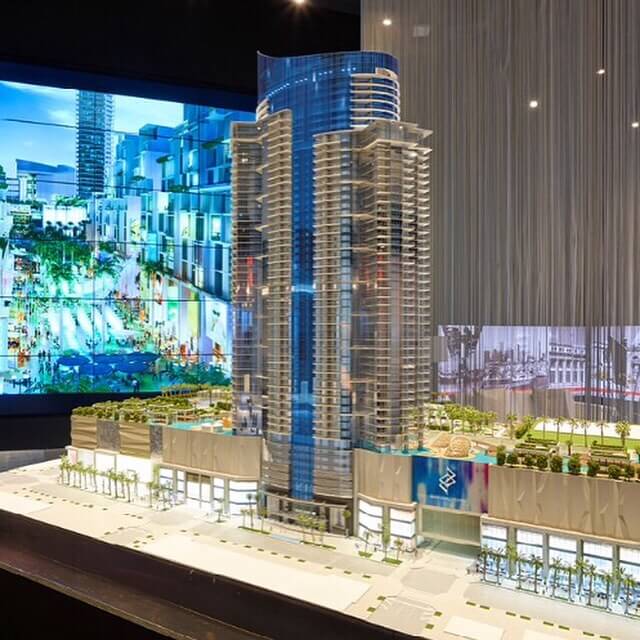 A photo of a model building that's supposed to be built in Miami